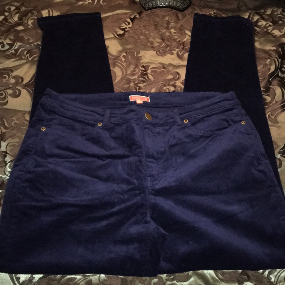 Blue Corduroy Slim Fit Ankle Pants Size Large